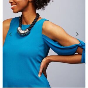 Taylor Maternity Dress teal blue fancy feminine baby‎ shower  Size Medium
